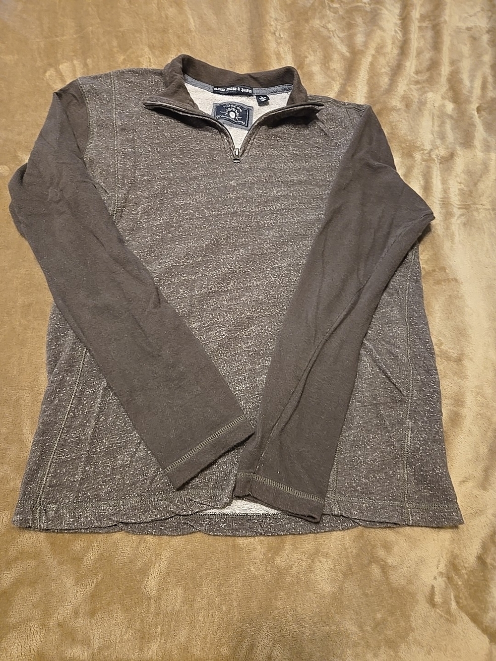 Men's Quarter-Zip Sweater in Brown Large